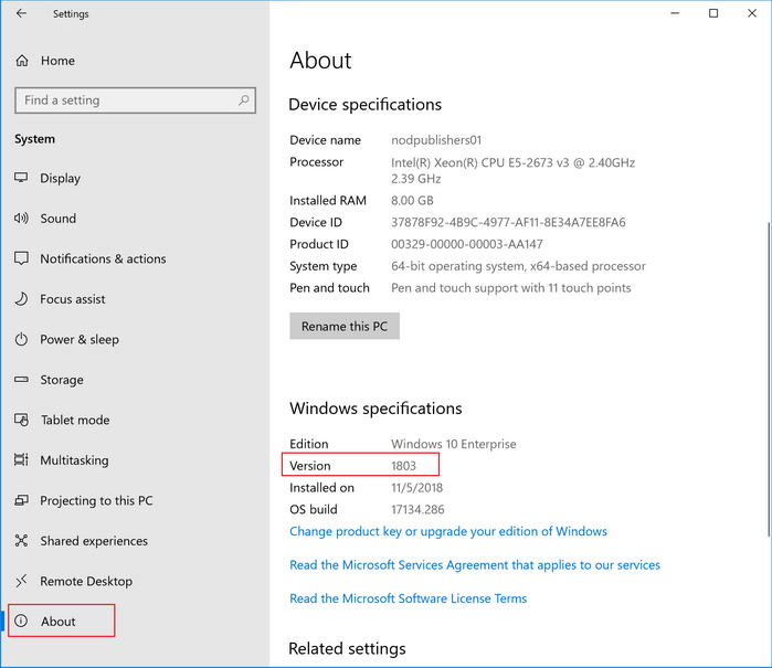  windows10 about system