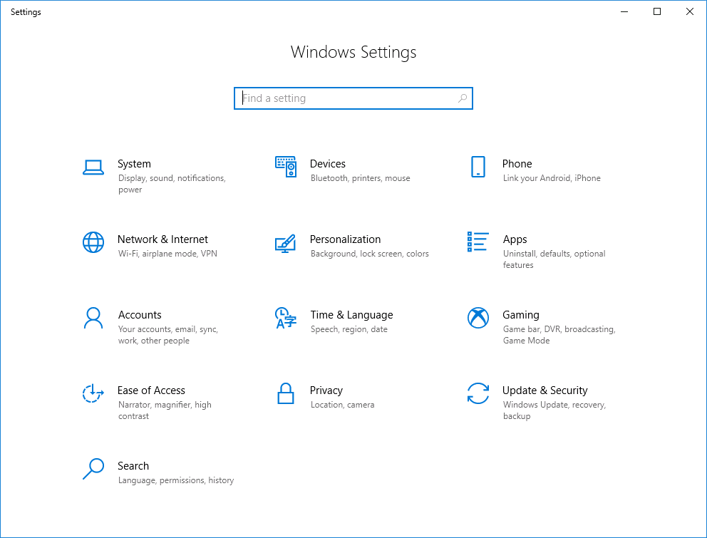 windows10 settings