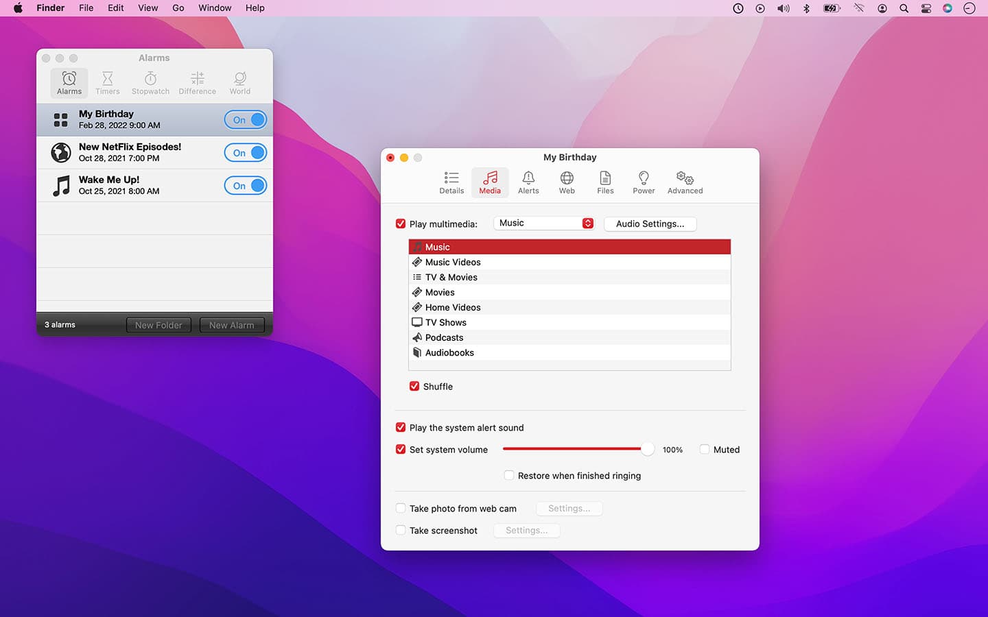 برنامج Alarm Clock Pro, ويندوز