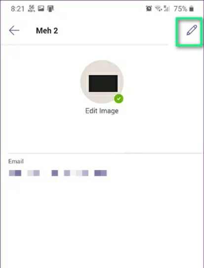 فتح إعدادات الحساب لتطبيق MS Teams Android