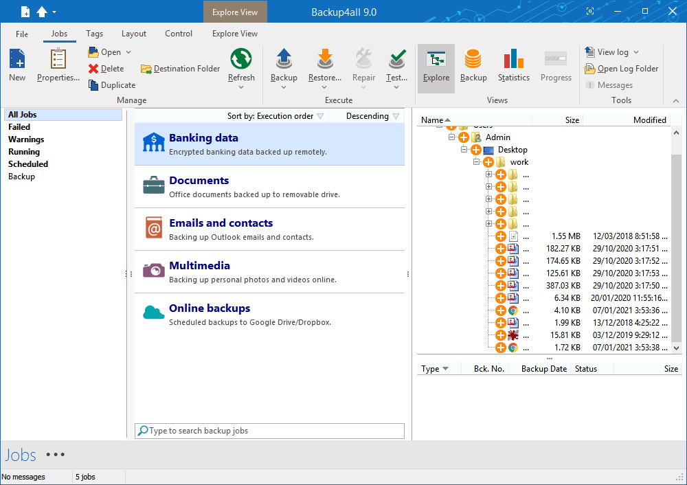 برنامج Backup4all, ويندوز
