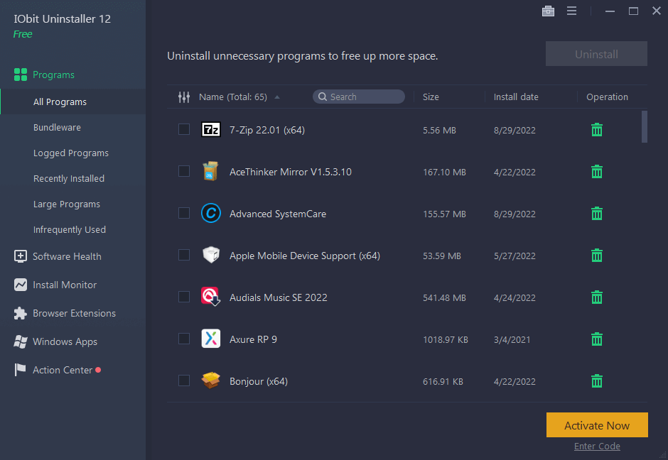 برنامج IObit Uninstaller, ويندوز