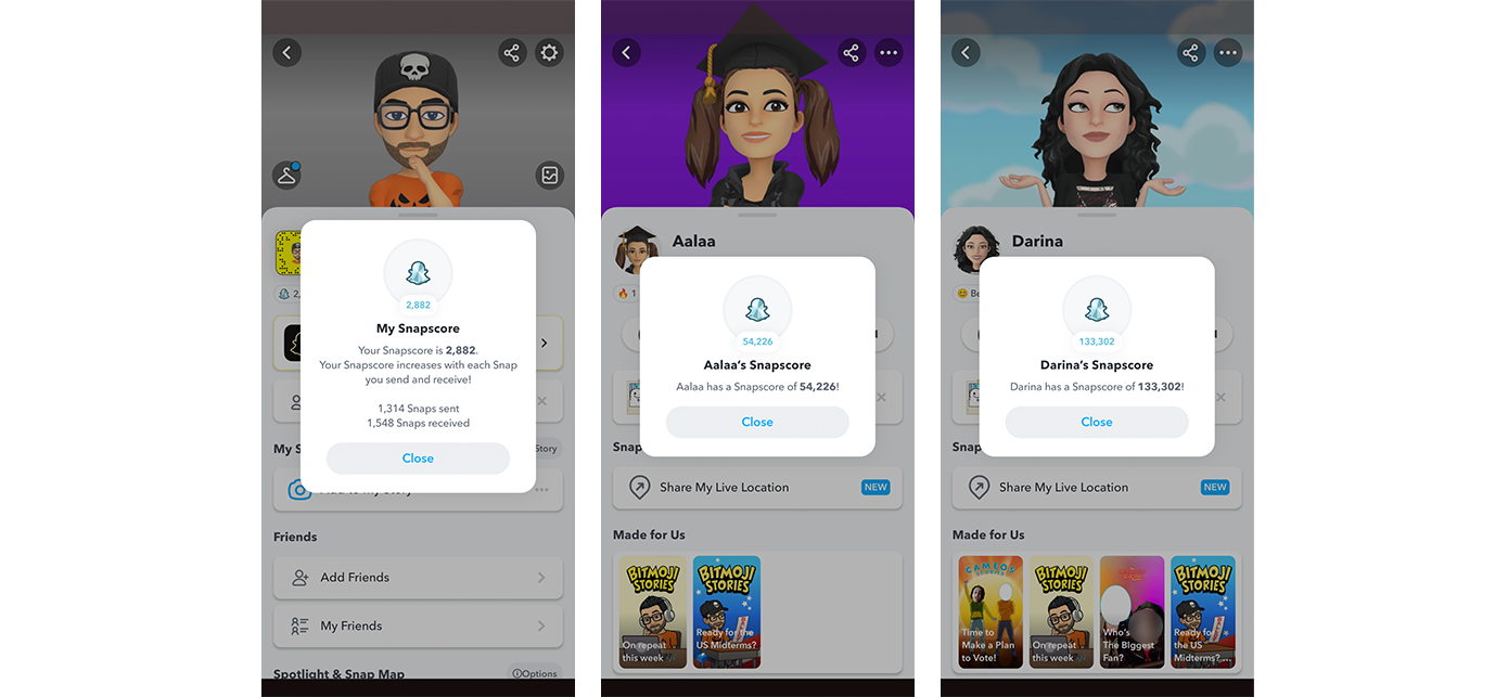 نظام النقاط داخل سناب شات
