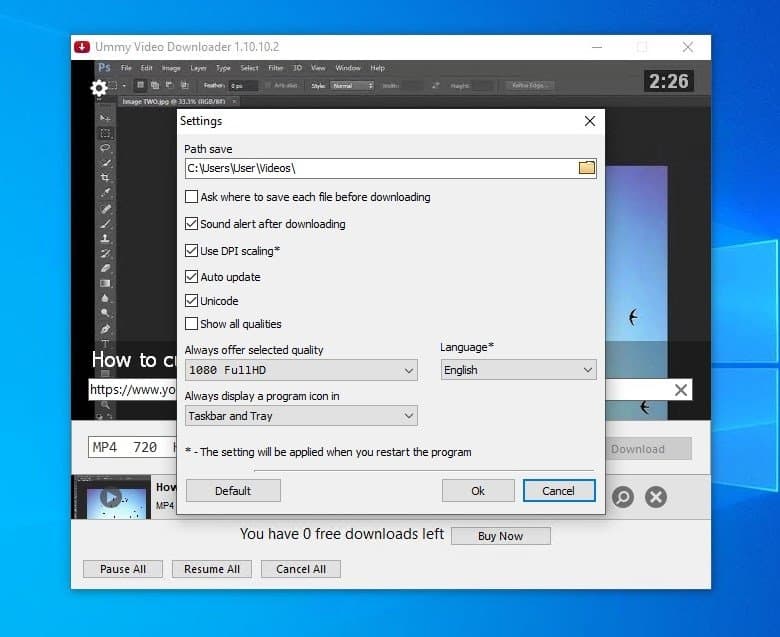 برنامج Ummy Video Downloader, ويندوز