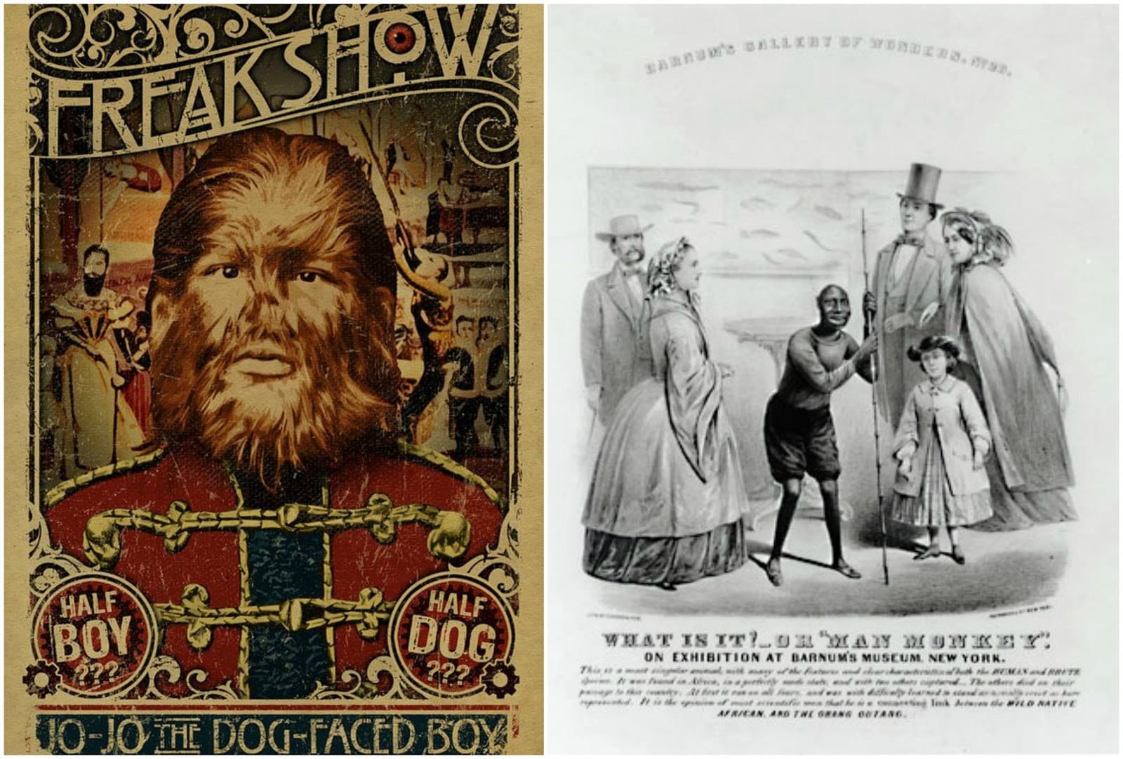 إعلان عن رأس الدبوس والرجل الكلب كما أسماهم بارنم فيلم The Greatest Showman