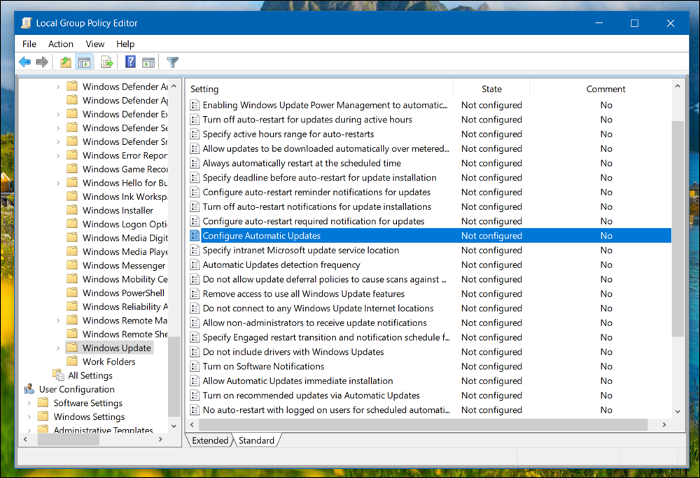 تعطيل تحديثات ويندوز 10 من group policy