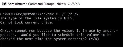 chkdsk موجه الأوامر CMD