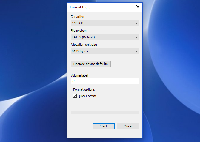 تهيئة USB