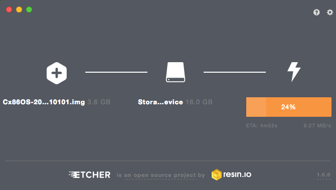 التثبيت باستخدام Etcher