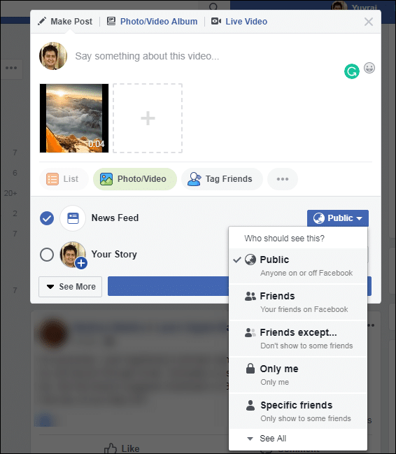 رفع الفيديو إلى Facebook