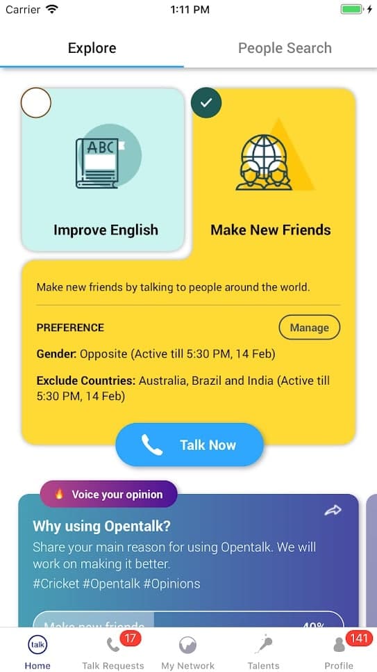 تعرف على أصدقاء جدد - Opentalk