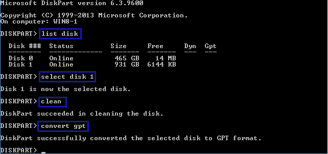 أنظمة إدارة الأقراص - نافذة Disk part