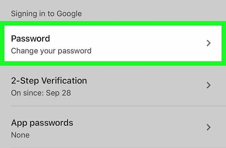 تعديل كلمة مرور Gmail على أجهزة الأيفون