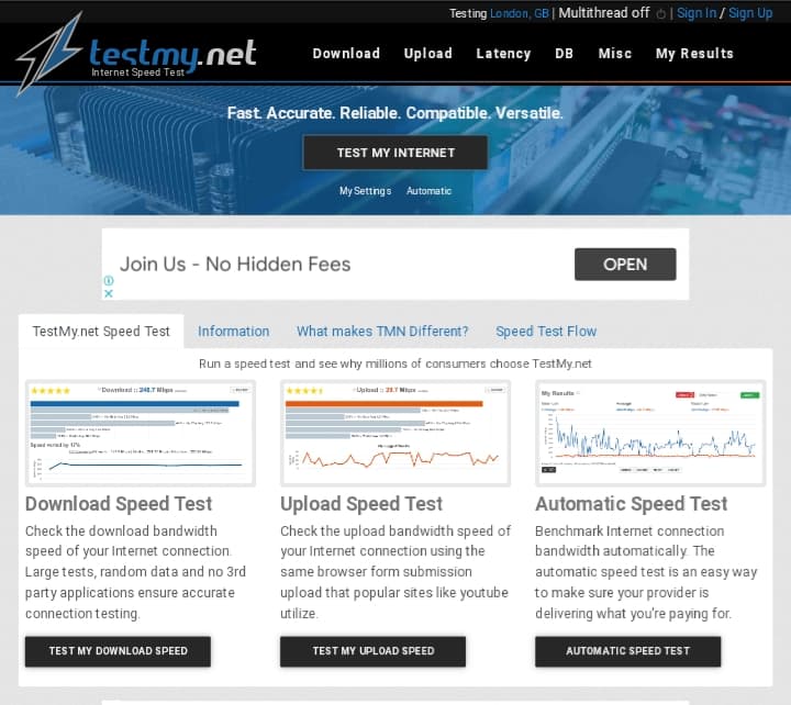 قياس سرعة النت - TestMy.net