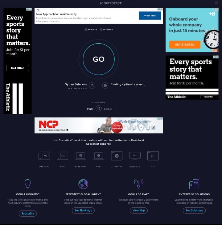 قياس سرعة النت - Speedtest.net