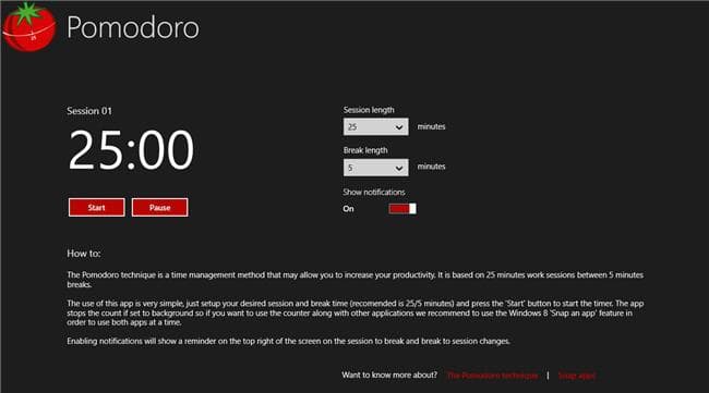 تطبيق Pomodoro Tool