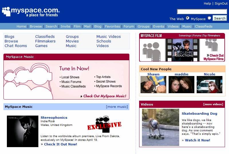 MySpaceHomePage