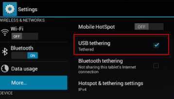 USB+tethering
