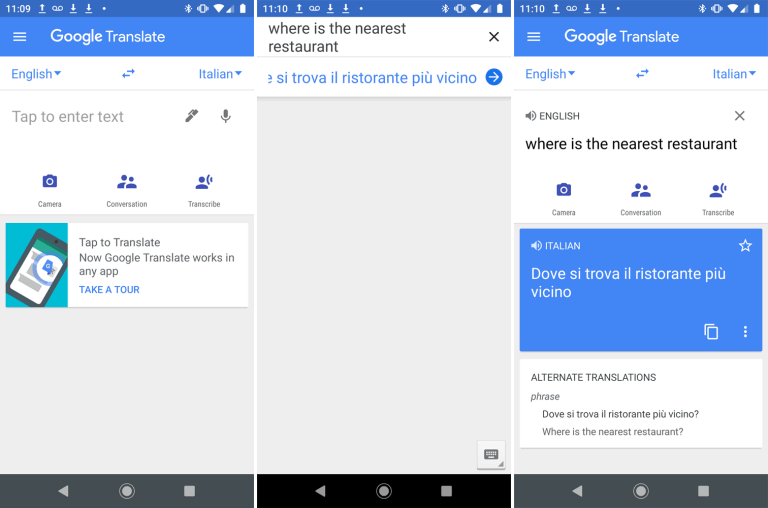 ترجمة النصوص Google text translate