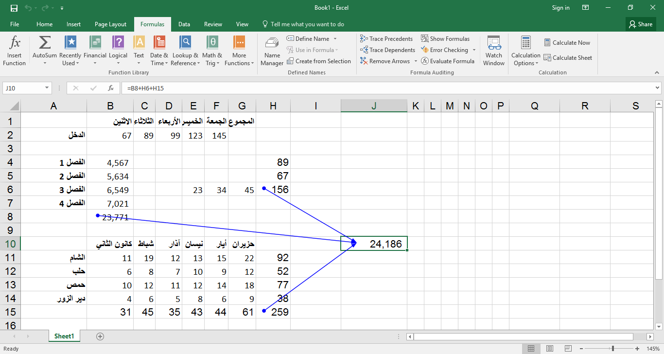 إظهار الخانات