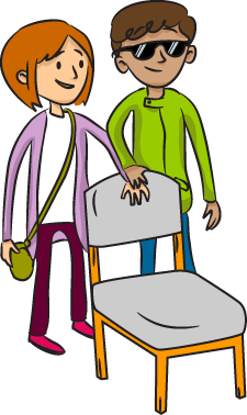 الإمساك بيده ووضعها على المقعد الذي سيجلس عليه