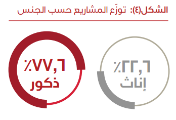 توزيع المشاريع حسب الجنس