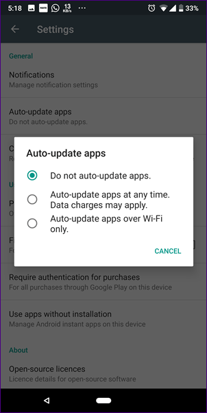 كيفية إيقاف التحديث التلقائي للتطبيقات