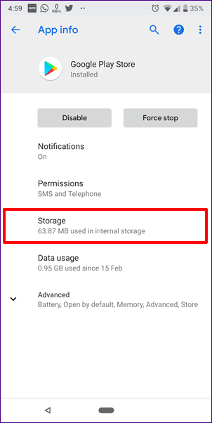 مسح بيانات جوجل بلاي