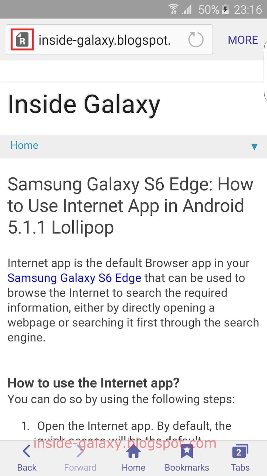 وضع القراءة في متصفح سامسونج الجديد